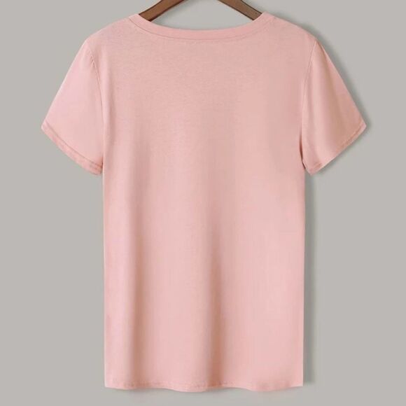 NEW! Girly Blush Pink Heart & Leopard Print Short Sleeve T-Shirt - Picture 3 of 7